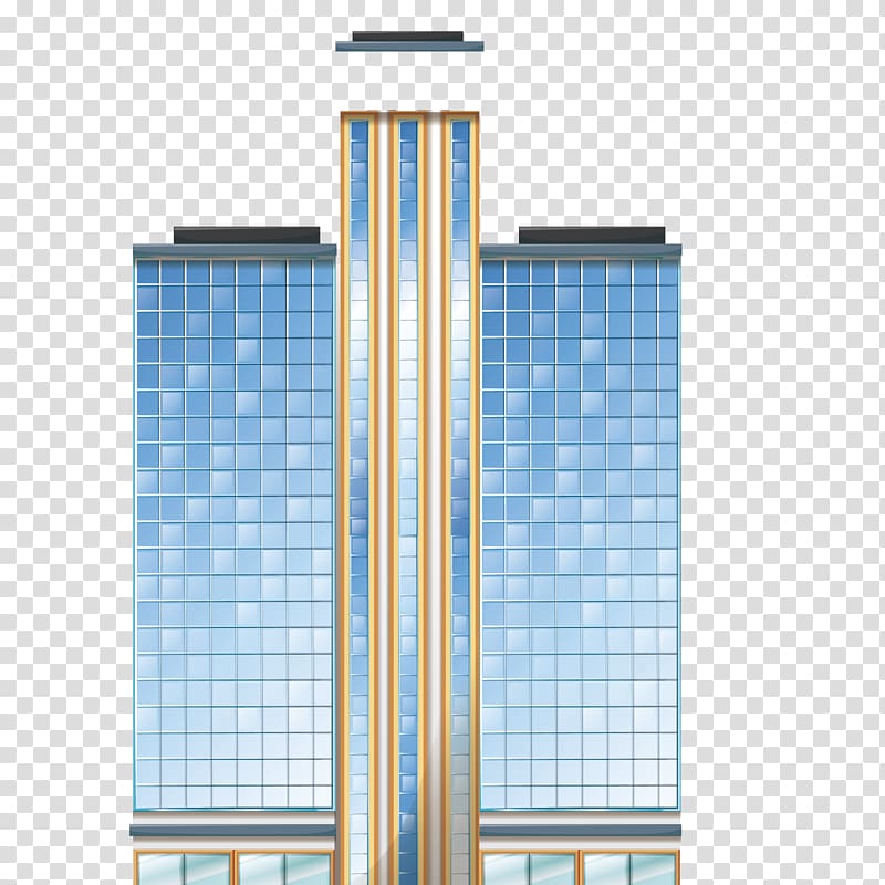 blue and gold buildings illustration, Window Architecture Facade Building, high rise building transparent background PNG clipart