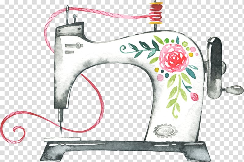 white and pink floral sewing machine illustration, Paper Sewing Machines , sewing transparent background PNG clipart