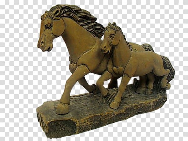 Horse Caballo (sculpture) Quyang County Statue, Statue of two horses transparent background PNG clipart