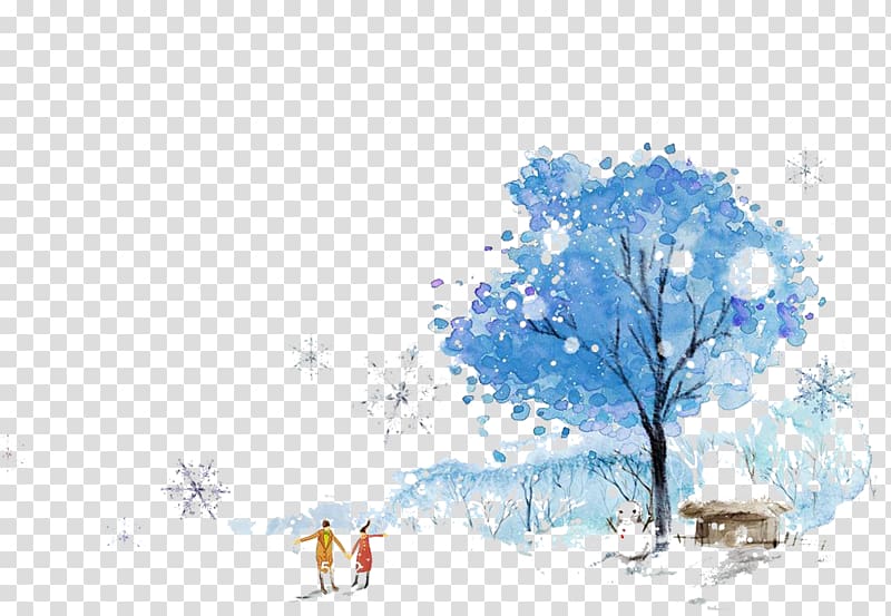 Winter Snow Illustration, Winter Tree material transparent background PNG clipart