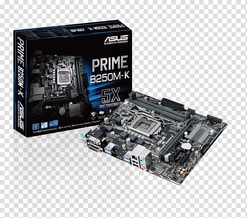 Intel microATX LGA 1151 ASUS PRIME B250M-K Motherboard, intel transparent background PNG clipart