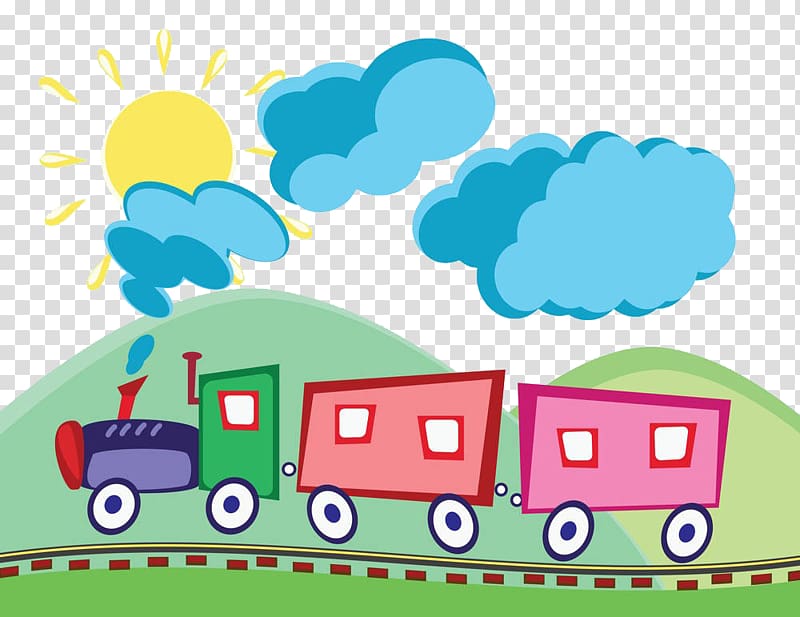 Train Rail transport illustration, Small train over the mountains transparent background PNG clipart