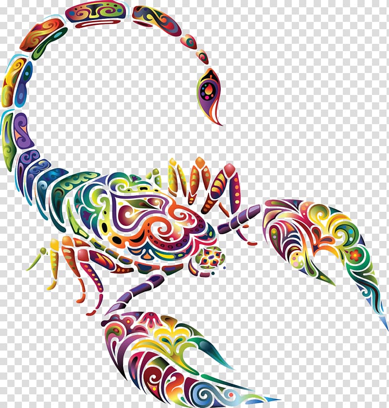 multicolored scorpion illustration, Scorpion Tattoo Zodiac Astrological sign, Version HD Free State painted scorpion buckle clip transparent background PNG clipart