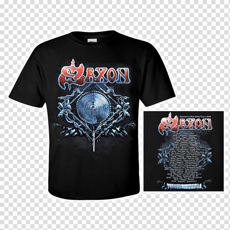 T-shirt Saxon Into the Labyrinth Heavy metal Live to Rock, T-shirt transparent background PNG clipart