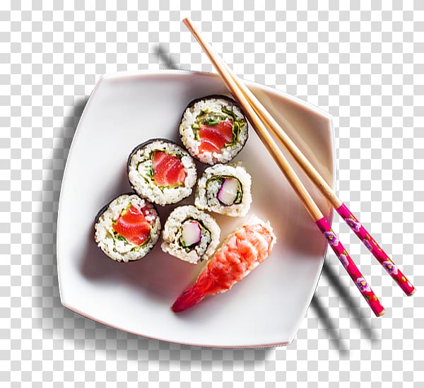 maki roll on white plate, California roll Sushi Gimbap Chopsticks, Tableware chopsticks sushi plate transparent background PNG clipart
