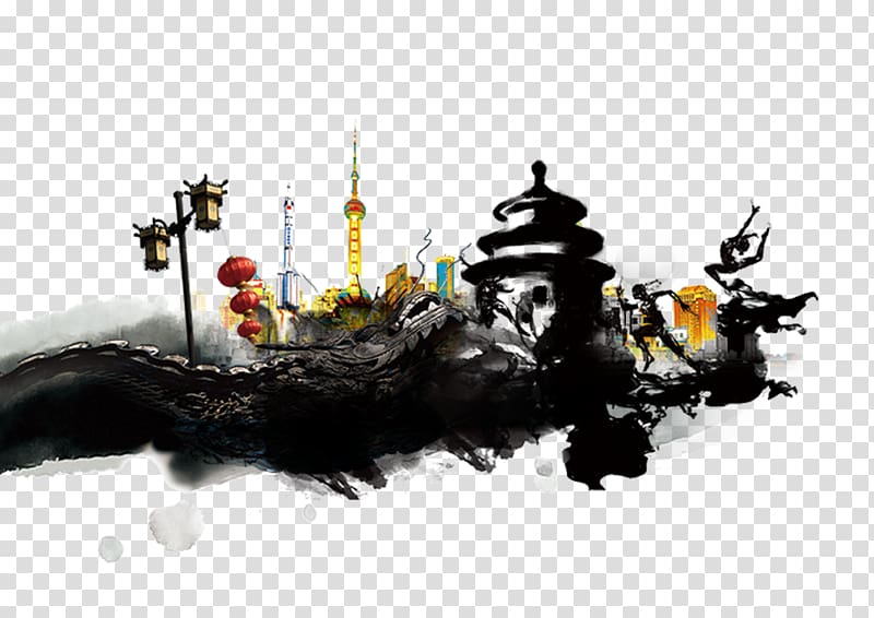 China Ink wash painting Shan shui Chinese painting, Ink landscape transparent background PNG clipart