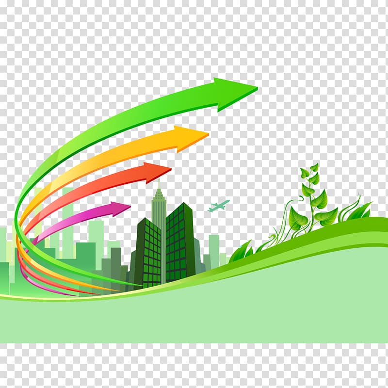 Creativity Brochure, arrows and green building transparent background PNG clipart