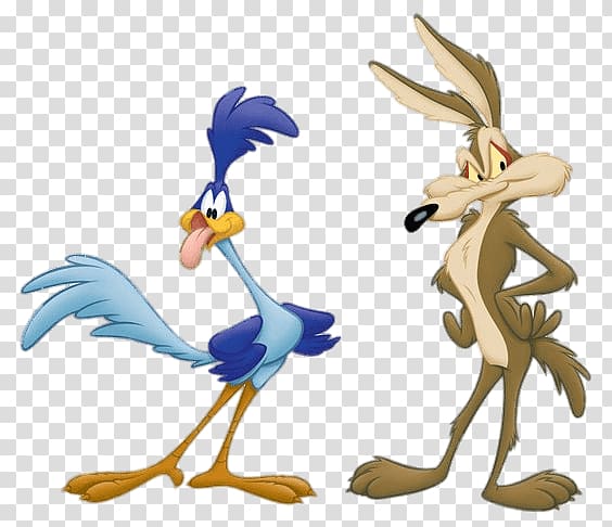 Willie Coyote and Road Runner illustration, Road Runner and Wile E. Coyote transparent background PNG clipart