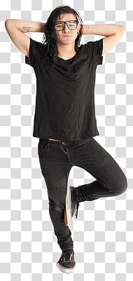 person standing taking selfie, Standing Skrillex transparent background PNG clipart