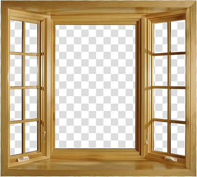 rectangular brown wooden frame window illustration, Wooden Window transparent background PNG clipart