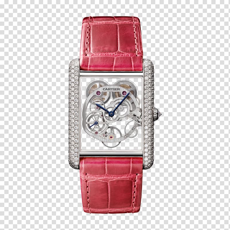 Watch Cartier Tank Sapphire Colored gold, watch transparent background PNG clipart