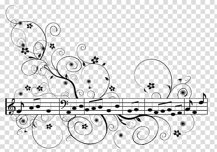 white and black note illustration, Musical note Song Art, Sheet music transparent background PNG clipart