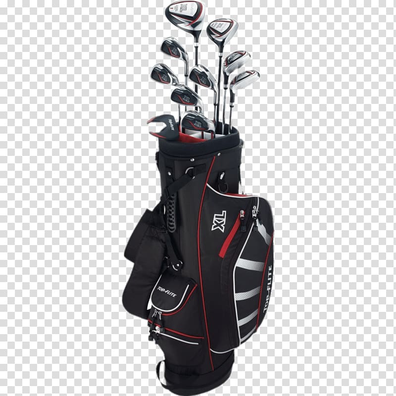 gray metal golf clubs in black and gray XL golf bag, Full Set Of Golf Clubs In Bag transparent background PNG clipart