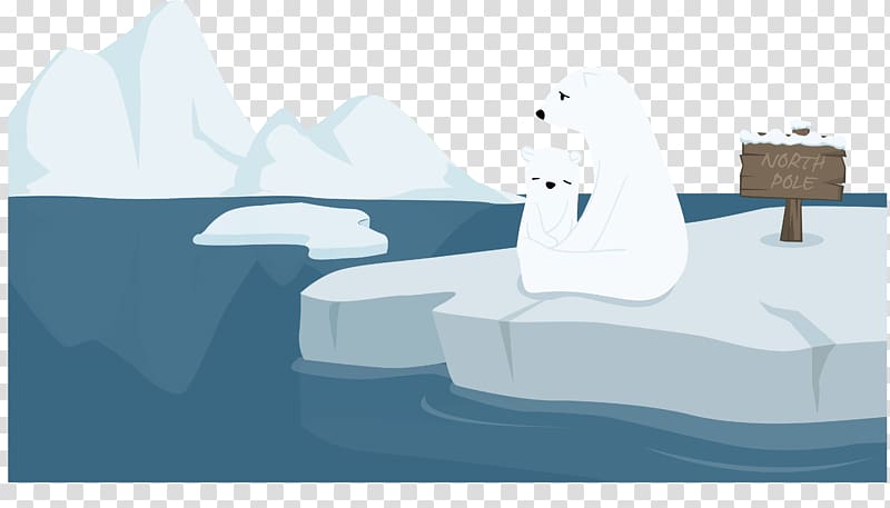 Polar bear Ice Melting, cute polar bear transparent background PNG clipart