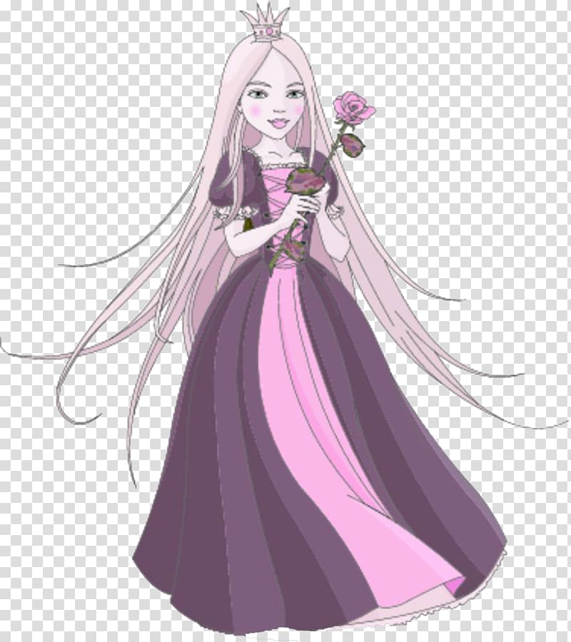 Princess Illustration, A long haired woman with a hand transparent background PNG clipart
