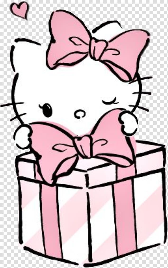 Hello Kitty unwrapping gift, Hello Kitty Drawing Sanrio ディアダニエル, hello kitty art transparent background PNG clipart