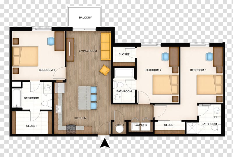 Apartment House 3D floor plan The Flats at WSU, Best Layout Design transparent background PNG clipart