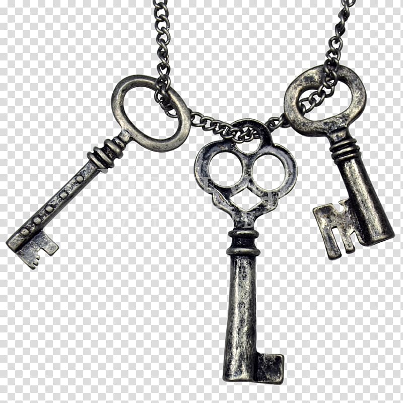 Skeleton key Necklace Silver , Skeleton Key transparent background PNG clipart