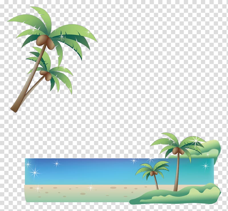 Beach Poster Coconut, Beach coconut tree poster material transparent background PNG clipart