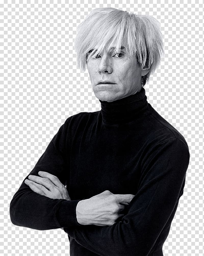 grayscale of man in black turtle-neck long-sleeved shirt, Andy Warhol transparent background PNG clipart