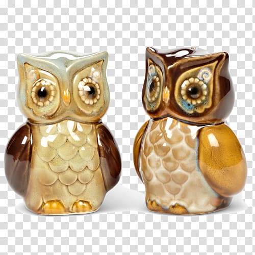 Salt and pepper shakers Black pepper Owl Ceramic, salt transparent background PNG clipart