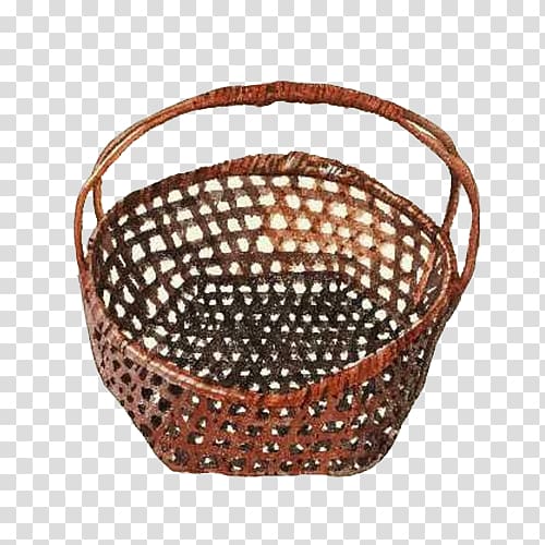 Basket Painting Bamboo, Bamboo basket hand painting material transparent background PNG clipart