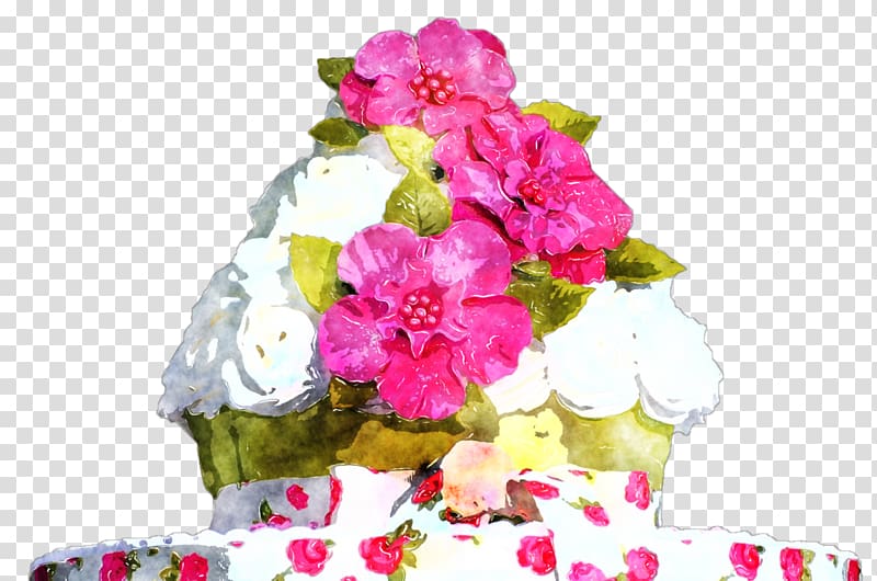 Floral design Watercolor painting Cut flowers, cake watercolour transparent background PNG clipart