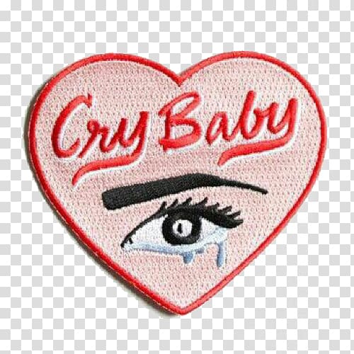 Cry Baby Iron-on Color Embroidered patch, mid-copy red background transparent background PNG clipart