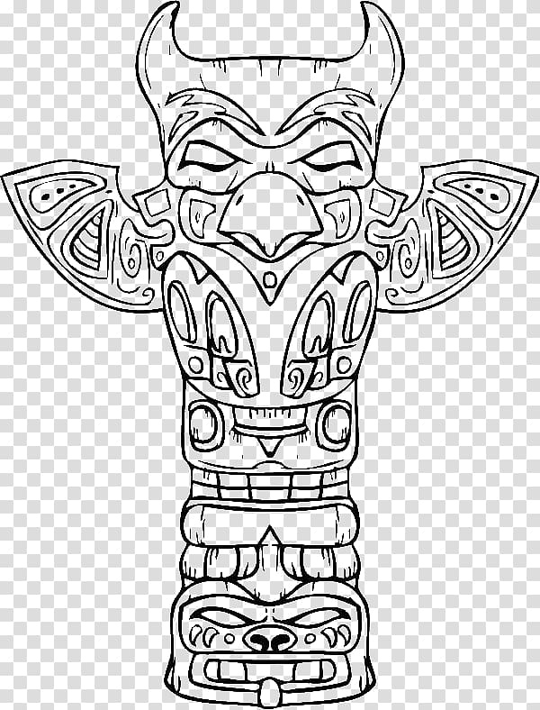 totem pole drawing coloring book pine branch coloring page