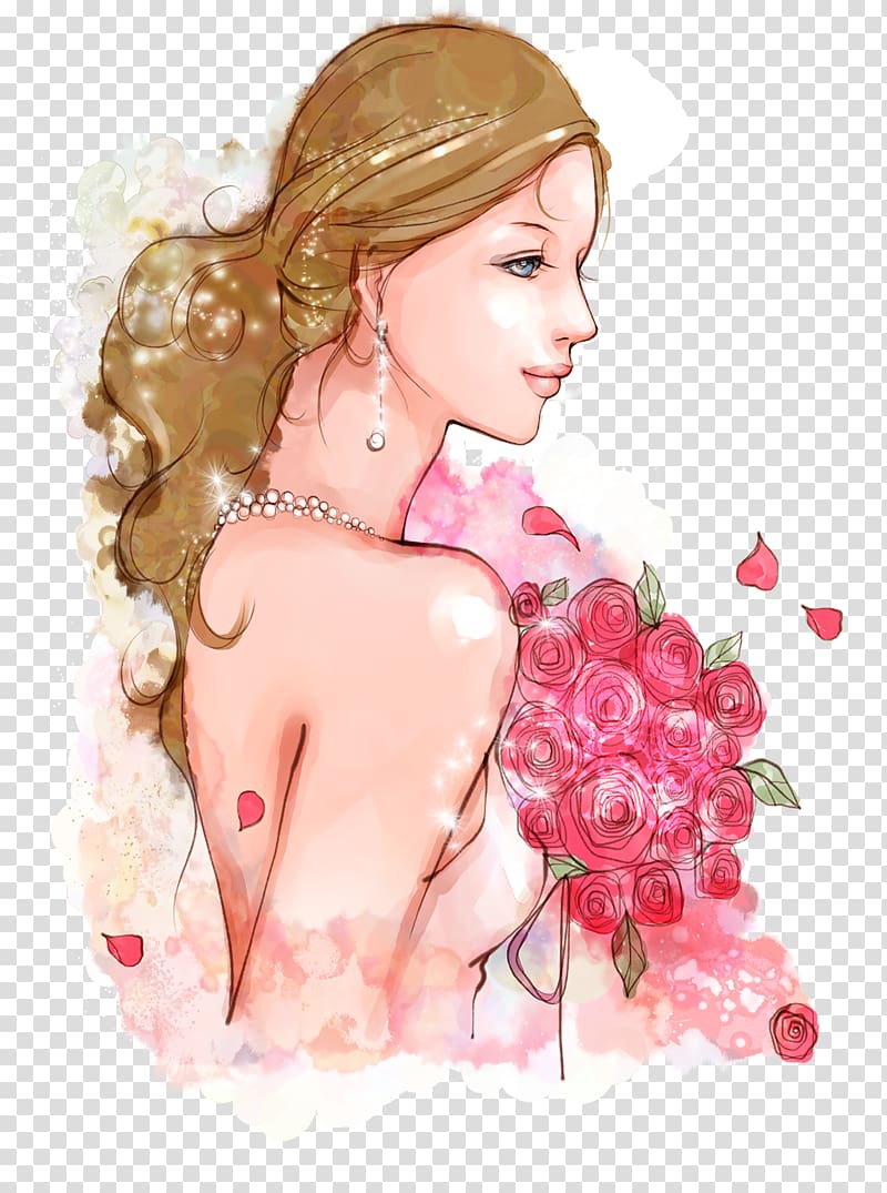 Watercolor painting Flower Bride Illustration, flower transparent background PNG clipart