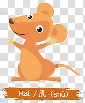 brown rat illustration with text overlay, Chinese Horoscope Kids Rat Sign transparent background PNG clipart