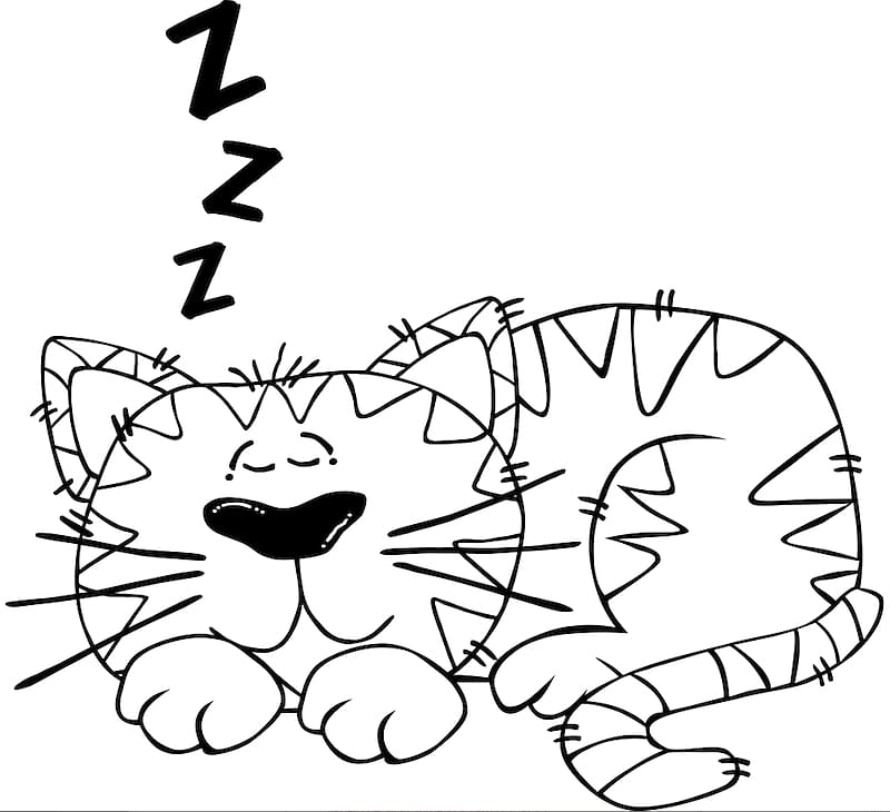 Sleep Cartoon Black and white , Cat Face transparent background PNG clipart