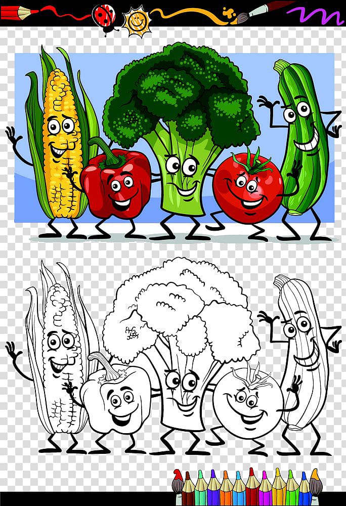 Vegetable Cartoon illustration Illustration, Great vegetables Summary transparent background PNG clipart