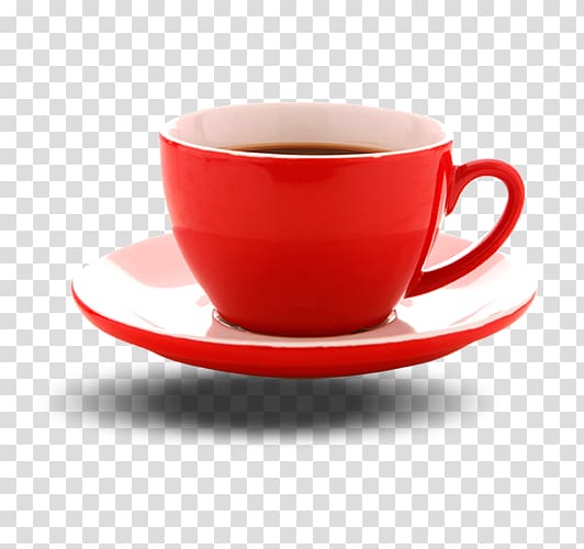 red ceramic mug with black coffee, White coffee Espresso Coffee cup Cafe, Mug transparent background PNG clipart