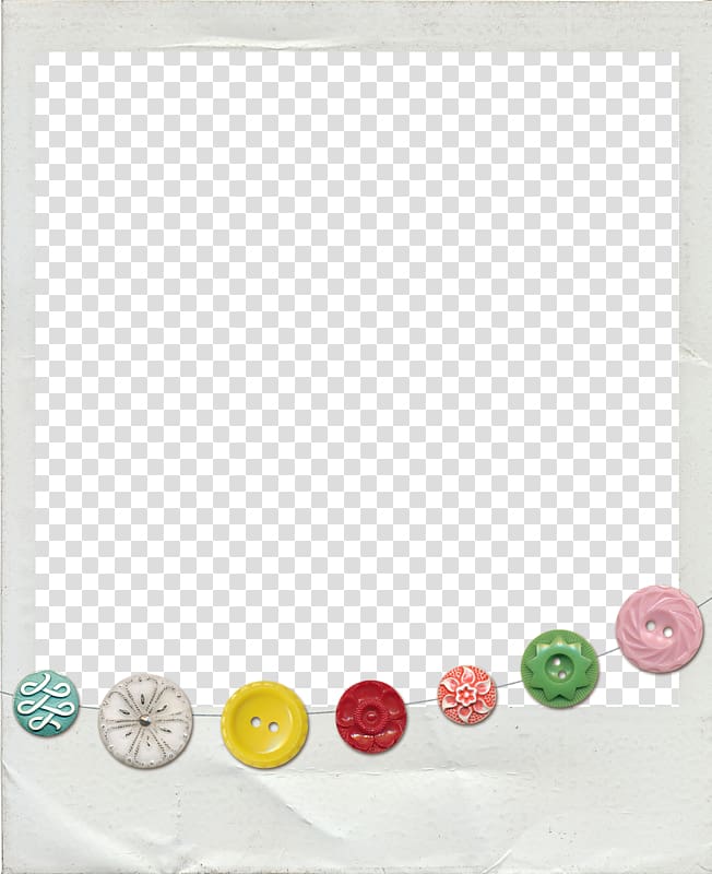 white boarder frame with buttons accent, Button Digital scrapbooking, Simple frame decorative buttons transparent background PNG clipart