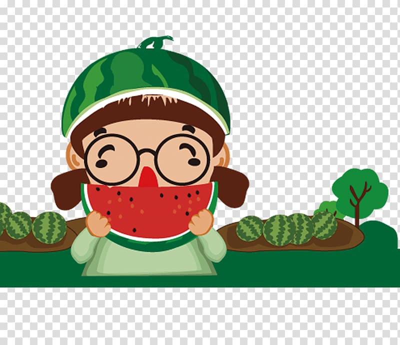 Watermelon Drawing Food, Eat watermelon,girl transparent background PNG clipart