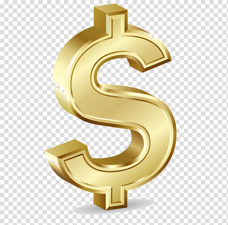 gold $ illustration, Dollar sign Gold Currency symbol , Gold Dollar transparent background PNG clipart
