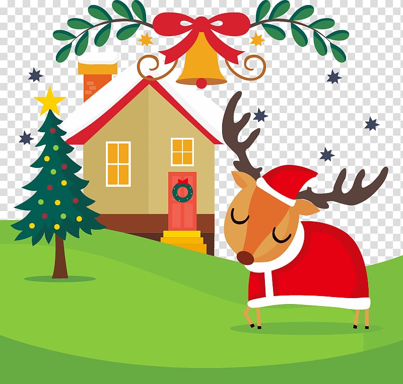 Cartoon outskirts red Christmas deer transparent background PNG clipart