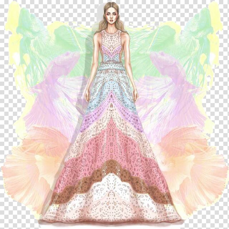 Illustrator Fashion illustration Drawing Illustration, Hand-painted dignified dress transparent background PNG clipart