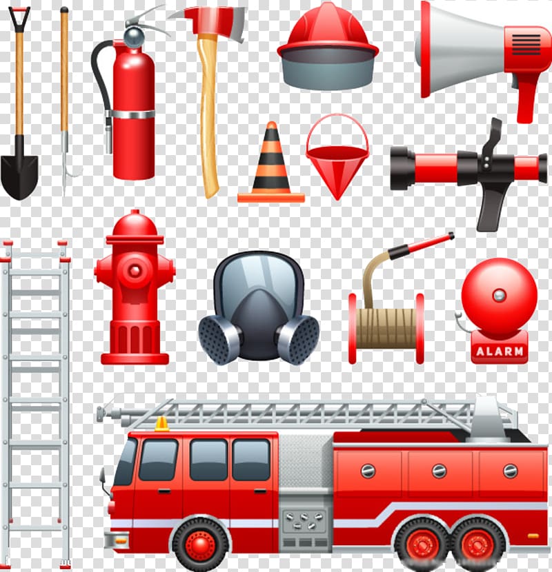 red fire tools transparent background PNG clipart