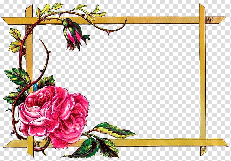 brown frame with pink flowers illustration, Frames Flower Art , flower frame transparent background PNG clipart