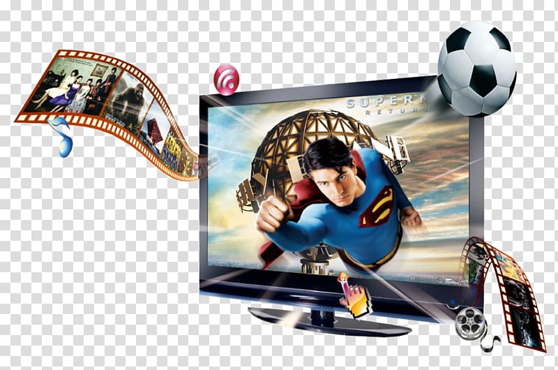 Superman and movies illustrations, High-definition television Icon, TV transparent background PNG clipart