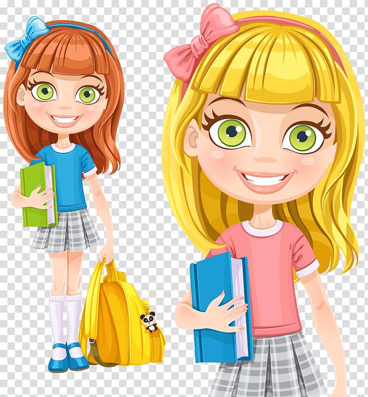 two school girls illustration, Student School Girl , Girls school transparent background PNG clipart
