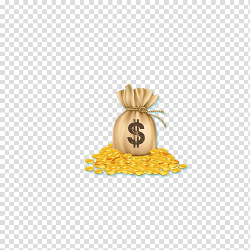 Money bag Gold, Yellow gold transparent background PNG clipart