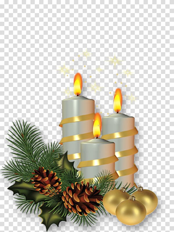 candles and pine cone illustration, Christmas tree Candle, Christmas candles transparent background PNG clipart