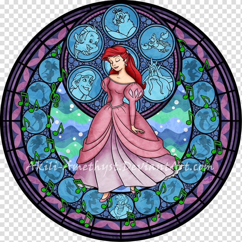 Ariel Stained glass Princess Jasmine Window Disney Princess, watercolor stain transparent background PNG clipart
