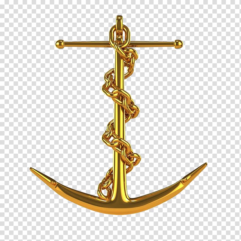 gold anchor pendant, Anchor Chain Illustration, Golden Anchor transparent background PNG clipart