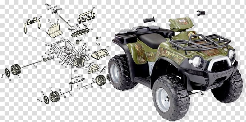Fisher Price Power Wheels Kawasaki Brute Force ATV Battery Powered Riding Toy Fisher-Price Power Wheels 4 Wheeler ATV Green Kawasaki Ride On Ruts Wet Grass Car Fisher-Price Power Wheels Dune Racer, power wheels transparent background PNG clipart