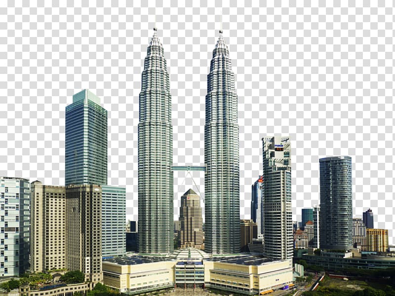 Twin Tower, Malaysia, Petronas Towers Willis Tower World Trade Center, Petronas Twin Towers buildings transparent background PNG clipart
