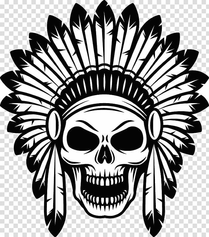 skull illustration, Indigenous peoples of the Americas Native Americans in the United States War bonnet, indian transparent background PNG clipart